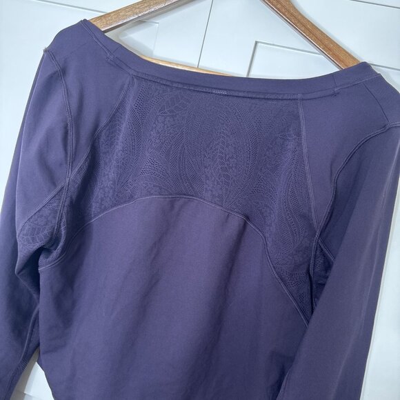 Athleta Shanti Lace Purple Crop Long Sleeve Breathe Wicking Shirt Top Sz 2X - Picture 13 of 13